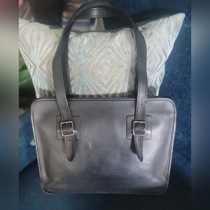 Elegant Black Leather Tote Bag